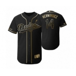 Men's 2019 Golden Edition Los Angeles Dodgers Black #14 Enrique Hernandez Flex Base Jersey