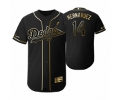 Men's 2019 Golden Edition Los Angeles Dodgers Black #14 Enrique Hernandez Flex Base Jersey