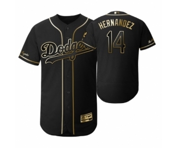 Men's 2019 Golden Edition Los Angeles Dodgers Black #14 Enrique Hernandez Flex Base Jersey