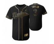 Men's 2019 Golden Edition Los Angeles Dodgers Black #3 Chris Taylor Flex Base Jersey