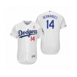 Men's Enrique Hernandez Los Angeles Dodgers #14 White 2019 Mother's Day Flex Base Home Jersey