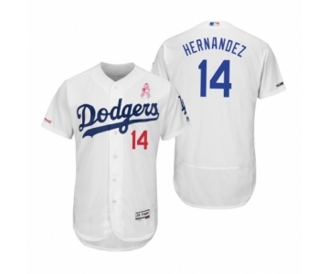 Men's Enrique Hernandez Los Angeles Dodgers #14 White 2019 Mother's Day Flex Base Home Jersey