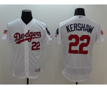 Men's L.A. Dodgers #22 Clayton Kershaw Majestic White Fashion Stars & Stripes Cool Base Player Jersey