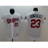 Men's L.A. Dodgers #23 Adrian Gonzalez Majestic White Fashion Stars & Stripes Cool Base Player Jersey