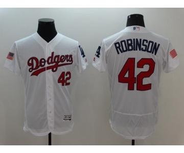 Men's L.A. Dodgers #42 Jackie Robinson Majestic White Fashion Stars & Stripes Cool Base Player Jersey