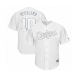 Men's Los Angeles Dodgers #10 Justin Turner Redturn2 Authentic White 2019 Players Weekend Baseball Jersey