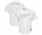 Men's Los Angeles Dodgers #10 Justin Turner Redturn2 Authentic White 2019 Players Weekend Baseball Jersey