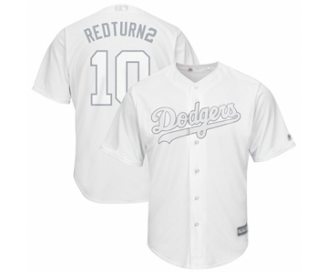 Men's Los Angeles Dodgers #10 Justin Turner Redturn2 Authentic White 2019 Players Weekend Baseball Jersey