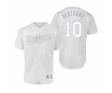 Men's Los Angeles Dodgers #10 Justin Turner Redturn2 White 2019 Players' Weekend Authentic Jersey