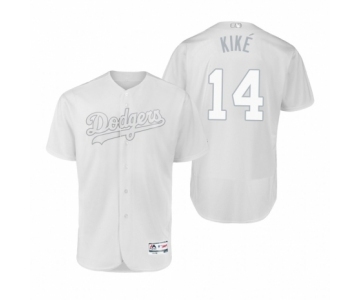 Men's Los Angeles Dodgers #14 Enrique Hernandez Kiké White 2019 Players' Weekend Authentic Jersey