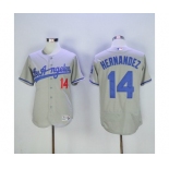 Men's Los Angeles Dodgers #14 Hernandez Majestic Gray Road Flexbase Authentic Collection Player Jersey