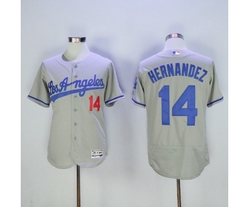 Men's Los Angeles Dodgers #14 Hernandez Majestic Gray Road Flexbase Authentic Collection Player Jersey