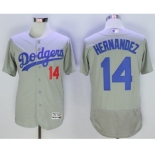 Men's Los Angeles Dodgers #14 Hernandez Majestic grey Flexbase Authentic Collection Player Jersey