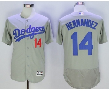 Men's Los Angeles Dodgers #14 Hernandez Majestic grey Flexbase Authentic Collection Player Jersey