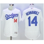 Men's Los Angeles Dodgers #14 Hernandez Majestic white Flexbase Authentic Collection Player Jersey