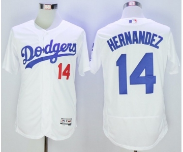 Men's Los Angeles Dodgers #14 Hernandez Majestic white Flexbase Authentic Collection Player Jersey