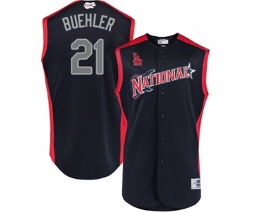 Men's Los Angeles Dodgers #21 Walker Buehler Authentic Navy Blue National League 2019 Baseball All-Star Jersey