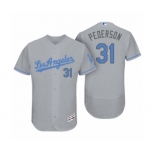 Men's Los Angeles Dodgers #31 Joc Pederson Gray 2017 Fathers Day Flex Base Jersey