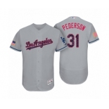 Men's Los Angeles Dodgers #31 Joc Pederson Gray 2017 Independence Day Flex Base Jersey