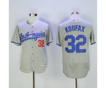 Men's Los Angeles Dodgers #32 Sandy Koufax Majestic Gray Road Flexbase Authentic Collection Player Jersey