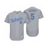 Men's Los Angeles Dodgers #5 Corey Seager Gray 2017 Fathers Day Flex Base Jersey