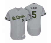 Men's Los Angeles Dodgers #5 Corey Seager Gray 2017 Memorial Day Collection Flex Base Jersey