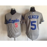 Men's Los Angeles Dodgers #5 Corey Seager Majestic Gray Road Flexbase Authentic Collection Player Jersey