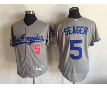 Men's Los Angeles Dodgers #5 Corey Seager Majestic Gray Road Flexbase Authentic Collection Player Jersey