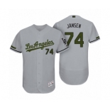 Men's Los Angeles Dodgers #74 Kenley Jansen Gray 2017 Memorial Day Collection Flex Base Jersey