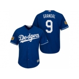 Men's Los Angeles Dodgers #9 Yasmani Grandal 2017 Spring Training Cool Base Stitched MLB Jersey