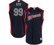 Men's Los Angeles Dodgers #99 Hyun-Jin Ryu Authentic Navy Blue National League 2019 Baseball All-Star Jersey