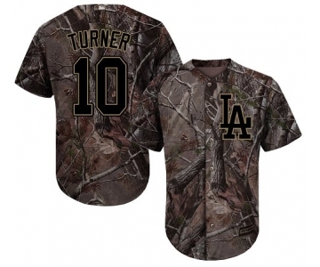 Men's Majestic Los Angeles Dodgers #10 Justin Turner Authentic Camo Realtree Collection Flex Base MLB Jersey