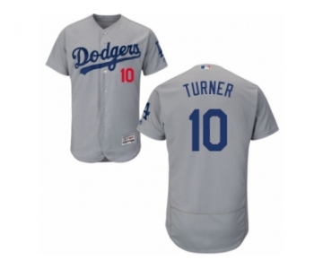 Men's Majestic Los Angeles Dodgers #10 Justin Turner Grey Flexbase Authentic Collection MLB Jersey