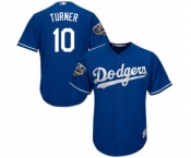 Men's Majestic Los Angeles Dodgers #10 Justin Turner Replica Royal Blue Alternate Cool Base 2018 World Series MLB Jersey