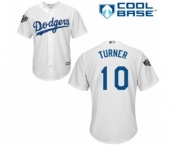 Men's Majestic Los Angeles Dodgers #10 Justin Turner Replica White Home Cool Base 2018 World Series MLB Jersey