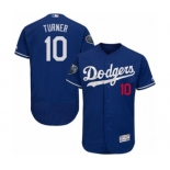 Men's Majestic Los Angeles Dodgers #10 Justin Turner Royal Blue Flexbase Authentic Collection 2018 World Series MLB Jersey