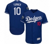 Men's Majestic Los Angeles Dodgers #10 Justin Turner Royal Blue Flexbase Authentic Collection 2018 World Series MLB Jersey