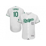 Men's Majestic Los Angeles Dodgers #10 Justin Turner White Celtic Flexbase Authentic Collection MLB Jersey