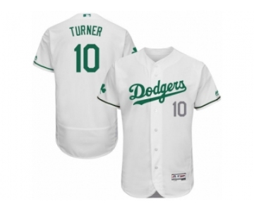 Men's Majestic Los Angeles Dodgers #10 Justin Turner White Celtic Flexbase Authentic Collection MLB Jersey