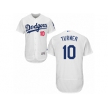 Men's Majestic Los Angeles Dodgers #10 Justin Turner White Flexbase Authentic Collection MLB Jersey