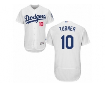 Men's Majestic Los Angeles Dodgers #10 Justin Turner White Flexbase Authentic Collection MLB Jersey