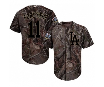 Men's Majestic Los Angeles Dodgers #11 Logan Forsythe Authentic Camo Realtree Collection Flex Base 2018 World Series MLB Jersey