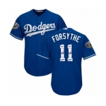 Men's Majestic Los Angeles Dodgers #11 Logan Forsythe Authentic Royal Blue Team Logo Fashion Cool Base 2018 World Series MLB Jersey