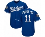 Men's Majestic Los Angeles Dodgers #11 Logan Forsythe Authentic Royal Blue Team Logo Fashion Cool Base 2018 World Series MLB Jersey