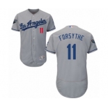 Men's Majestic Los Angeles Dodgers #11 Logan Forsythe Grey Road Flex Base Authentic Collection 2018 World Series MLB Jersey