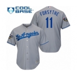 Men's Majestic Los Angeles Dodgers #11 Logan Forsythe Replica Grey Road Cool Base 2018 World Series MLB Jersey