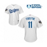 Men's Majestic Los Angeles Dodgers #11 Logan Forsythe Replica White Home Cool Base 2018 World Series MLB Jersey