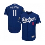 Men's Majestic Los Angeles Dodgers #11 Logan Forsythe Royal Blue Alternate Flex Base Authentic Collection 2018 World Series MLB Jersey