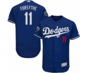 Men's Majestic Los Angeles Dodgers #11 Logan Forsythe Royal Blue Alternate Flex Base Authentic Collection 2018 World Series MLB Jersey