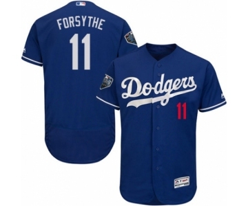 Men's Majestic Los Angeles Dodgers #11 Logan Forsythe Royal Blue Alternate Flex Base Authentic Collection 2018 World Series MLB Jersey